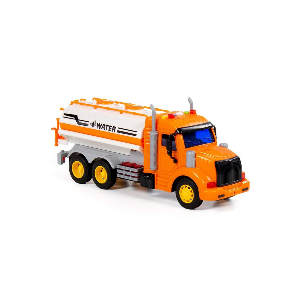 Профи, поливочный автомобиль инерционный (со светом и звуком) (оранжевый) (в коробке) - Полесье фото 11