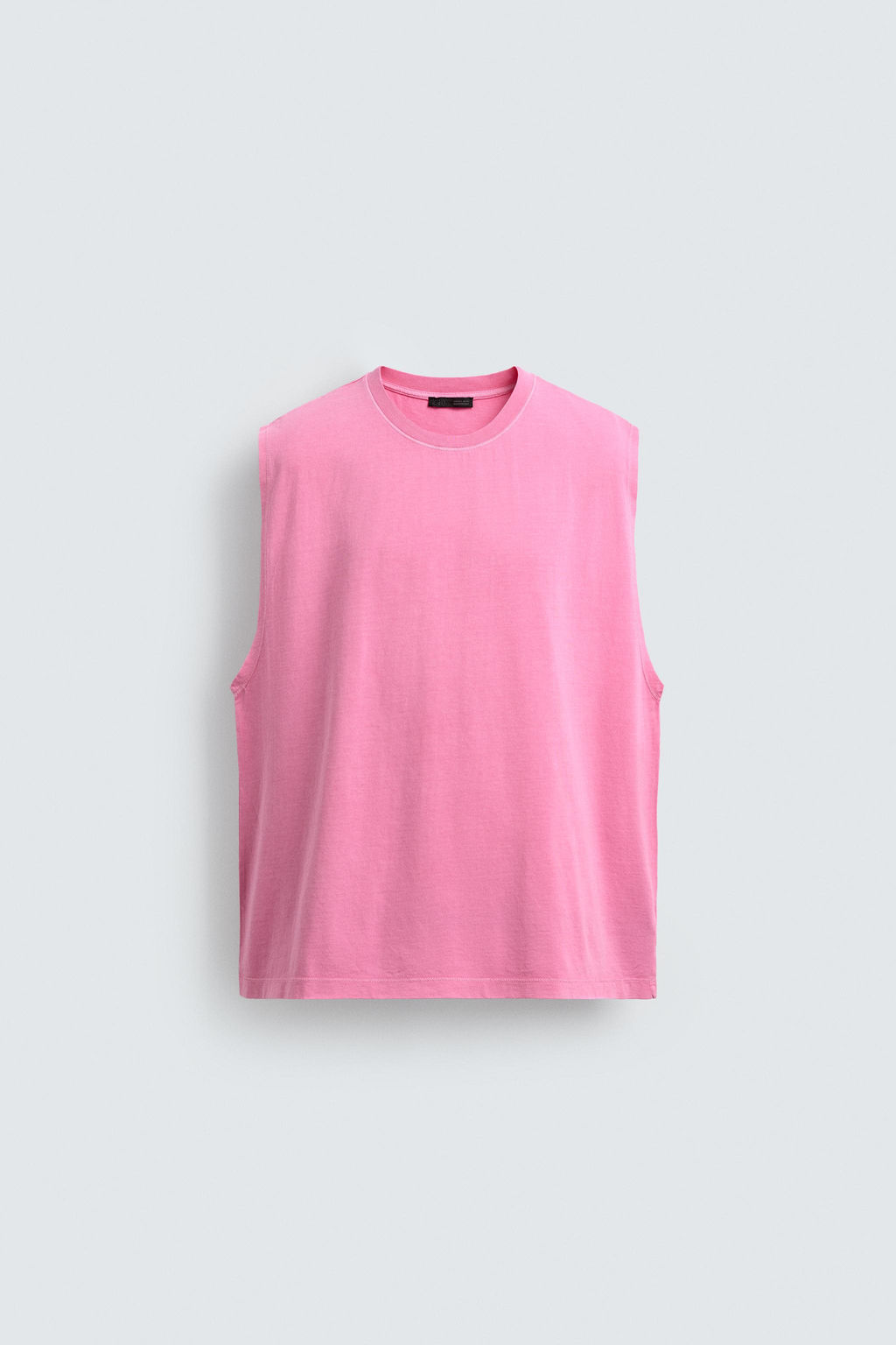 CAMISETA TANK LAVADA / Rosa fl?or