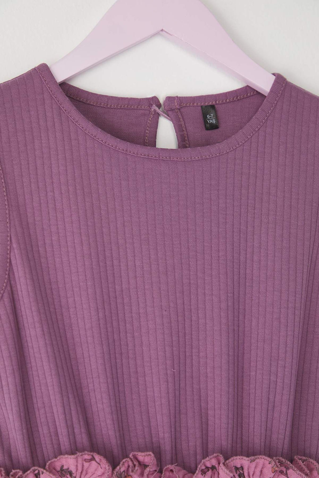 Mor K?z Cocuk %100 Pamuk Cicekli Bel Detayl? Kolsuz Mini Orme Elbise TKDSS25EL00080 - Trendyolmilla фото 3