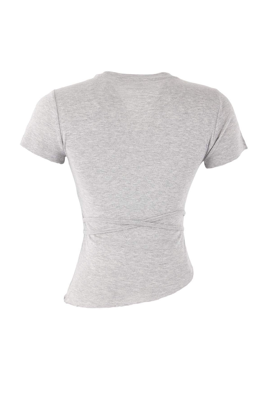 Gri Melanj Fitted/Vucuda Oturan Baglama Detayl? Pamuk Ribana Orme Bluz TWOSS26BZ00200 - Trendyolmilla фото 6