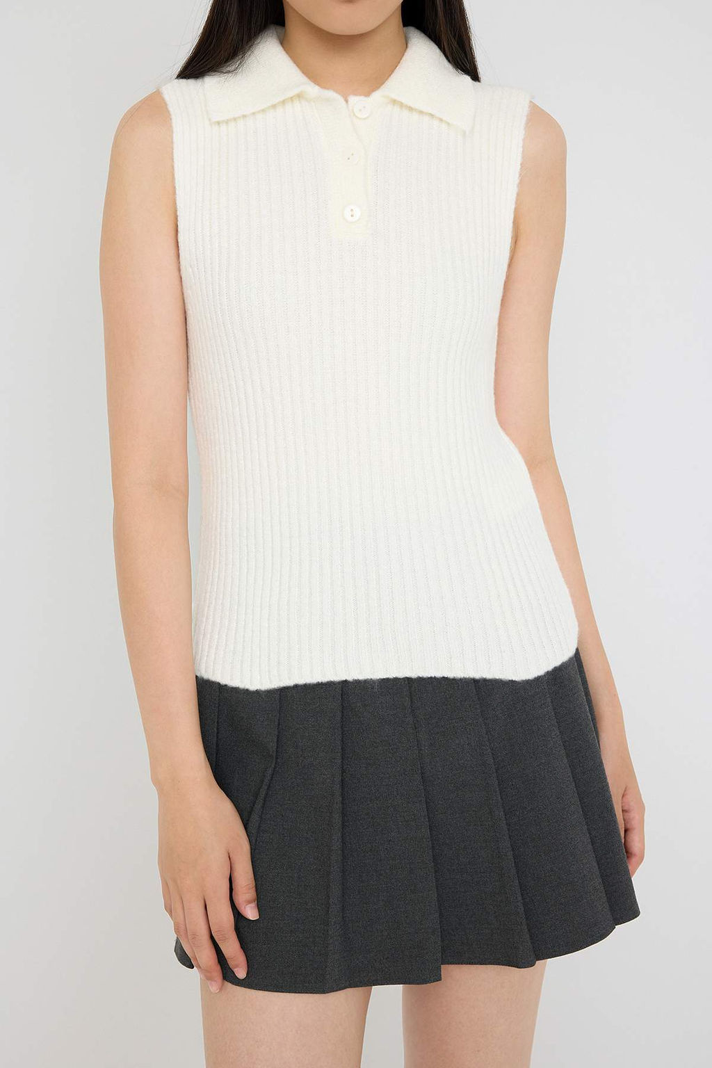 Teen Gri 2li Yumusak Dokulu Ici Fitilli - D?s? Genis Kal?p Crop Triko Kazak TWOAW26HI00139