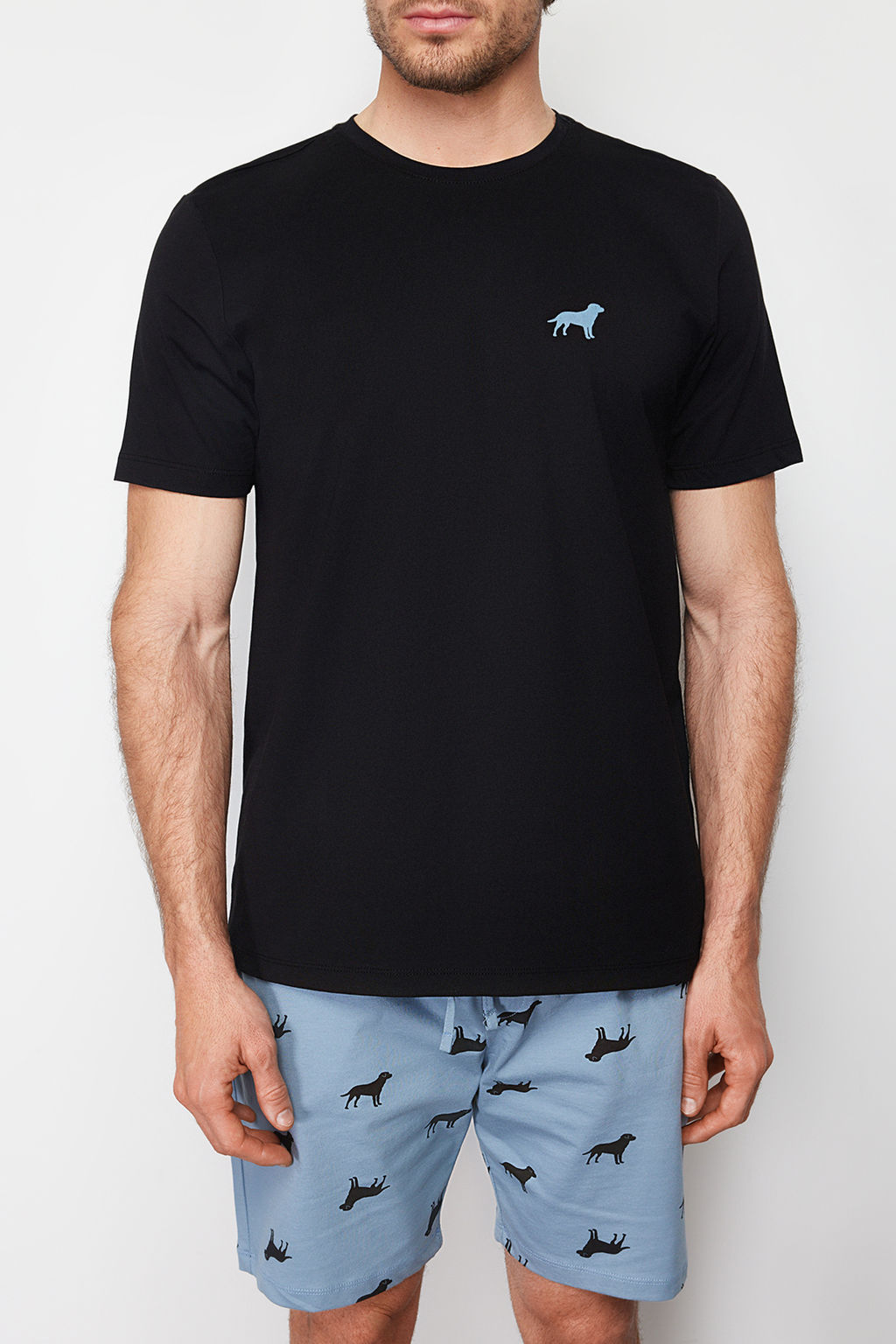 TRENDYOL MAN Mavi Bask?l? Regular Fit Orme Yazl?k Sortlu Pijama Tak?m? TMNSS24PT00023 - Trendyolmilla фото 3