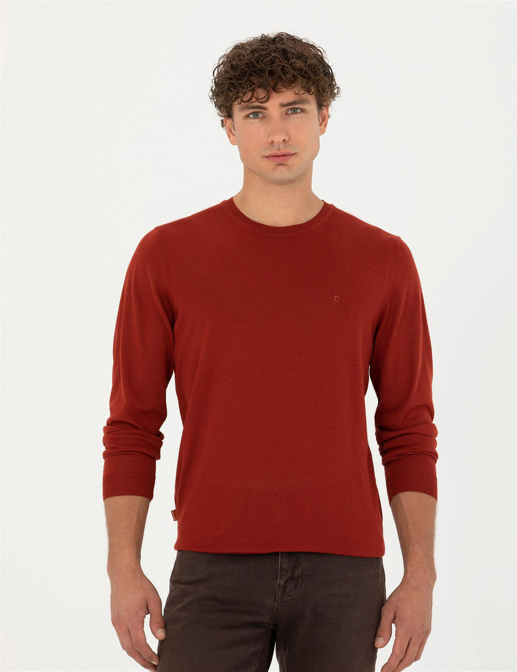 Kiremit Slim Fit Bisiklet Yaka Y_n Kar___ml_ Basic Triko Kazak - Pierre cardin фото 3