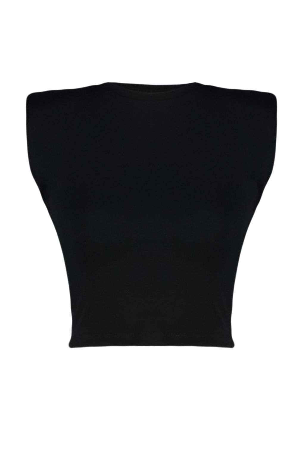 Siyah Vatkal? Fitted/Vucuda Oturan Bisiklet Yaka Crop Esnek Orme Bluz TWOSS23BZ00251