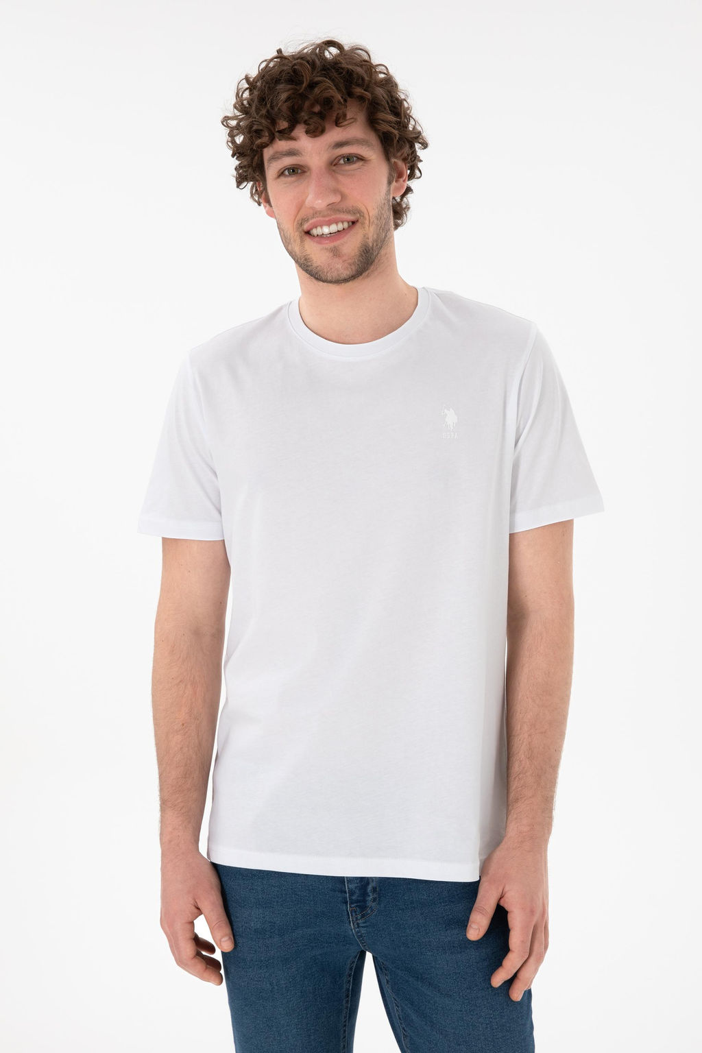 Erkek Regular Fit Bisiklet Yaka Beyaz Basic Ti__rt Sepette S_rpriz _ndirim - U.s. polo assn фото 2