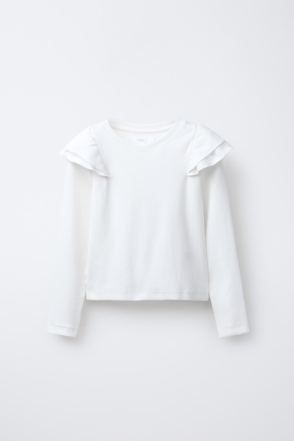 RIB T-SHIRT WITH RUFFLE TRIMS