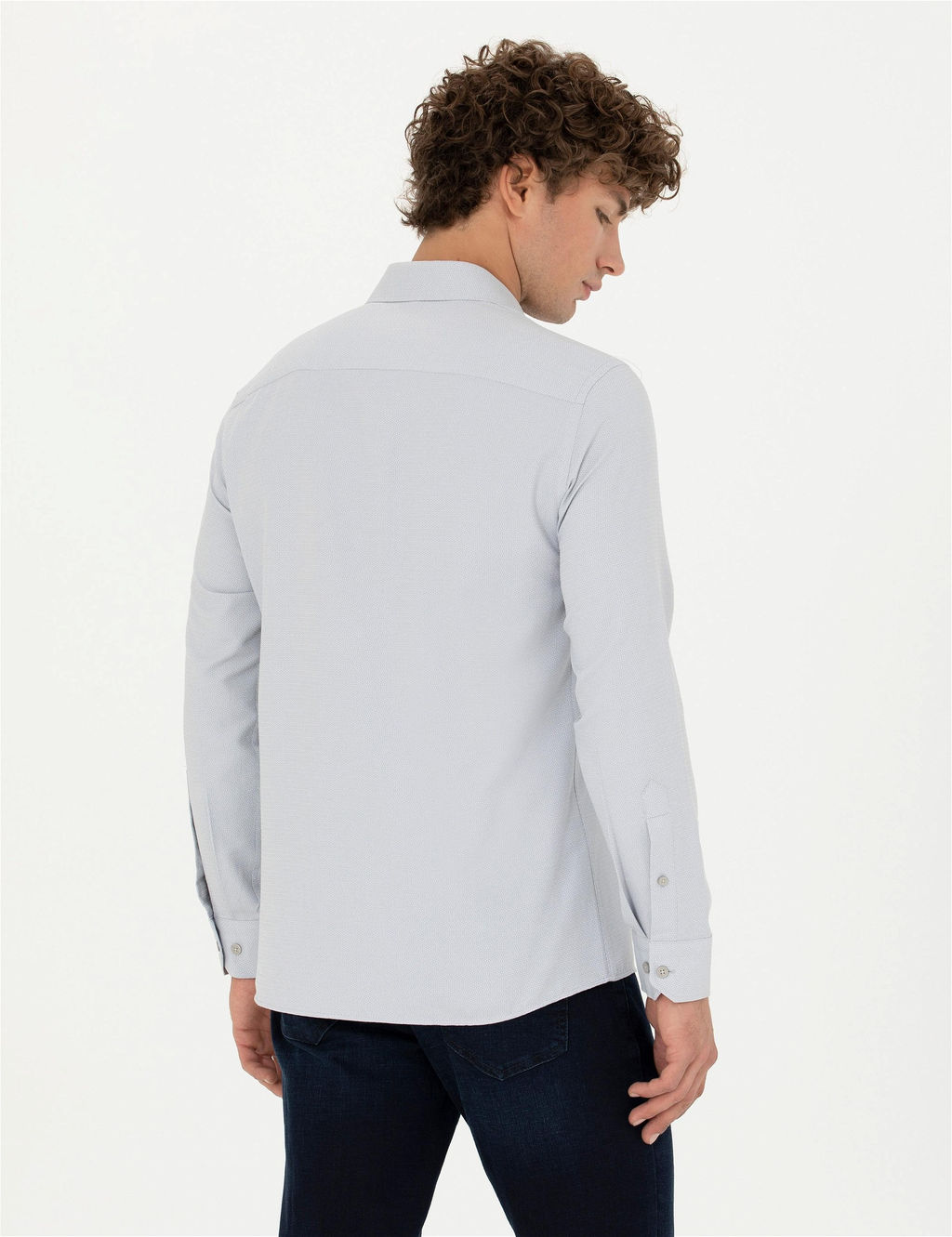 Gri Slim Fit Uzun Kollu G_mlek - Pierre cardin фото 5
