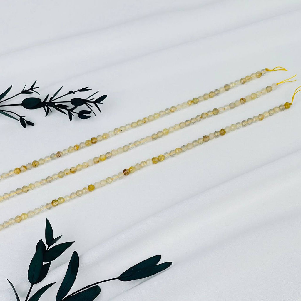 Бусины для украшений из рутилового Кварца (86 бусин) 38 см