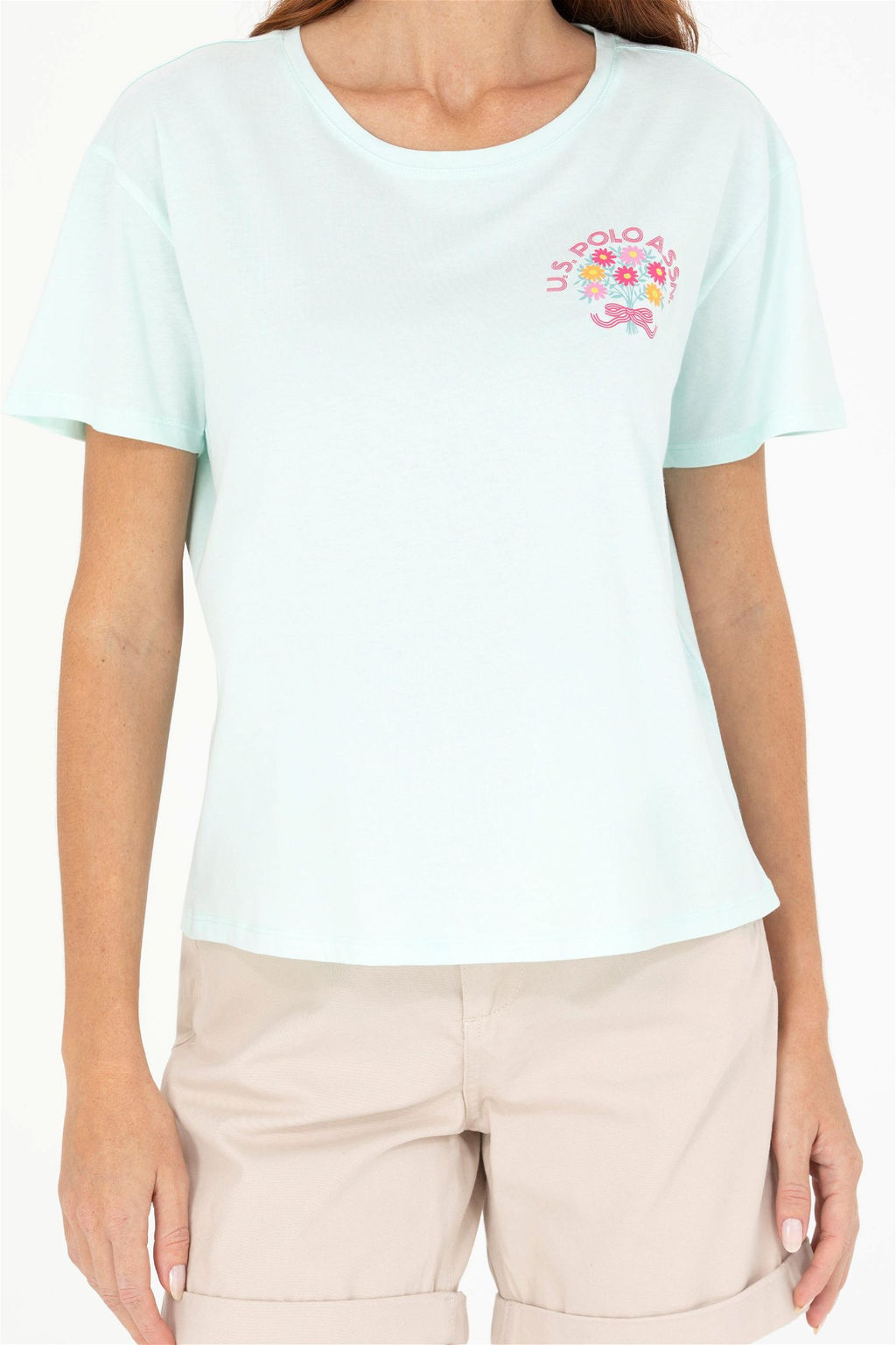 Женская зеленая футболка с круглым вырезом Неожиданная скидка в корзине - U.s. polo assn фото 6