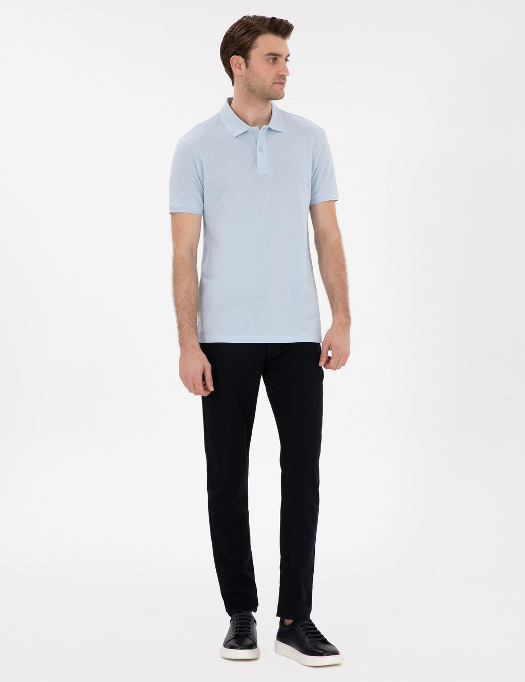 Lacivert Slim Fit Kanvas Pantolon