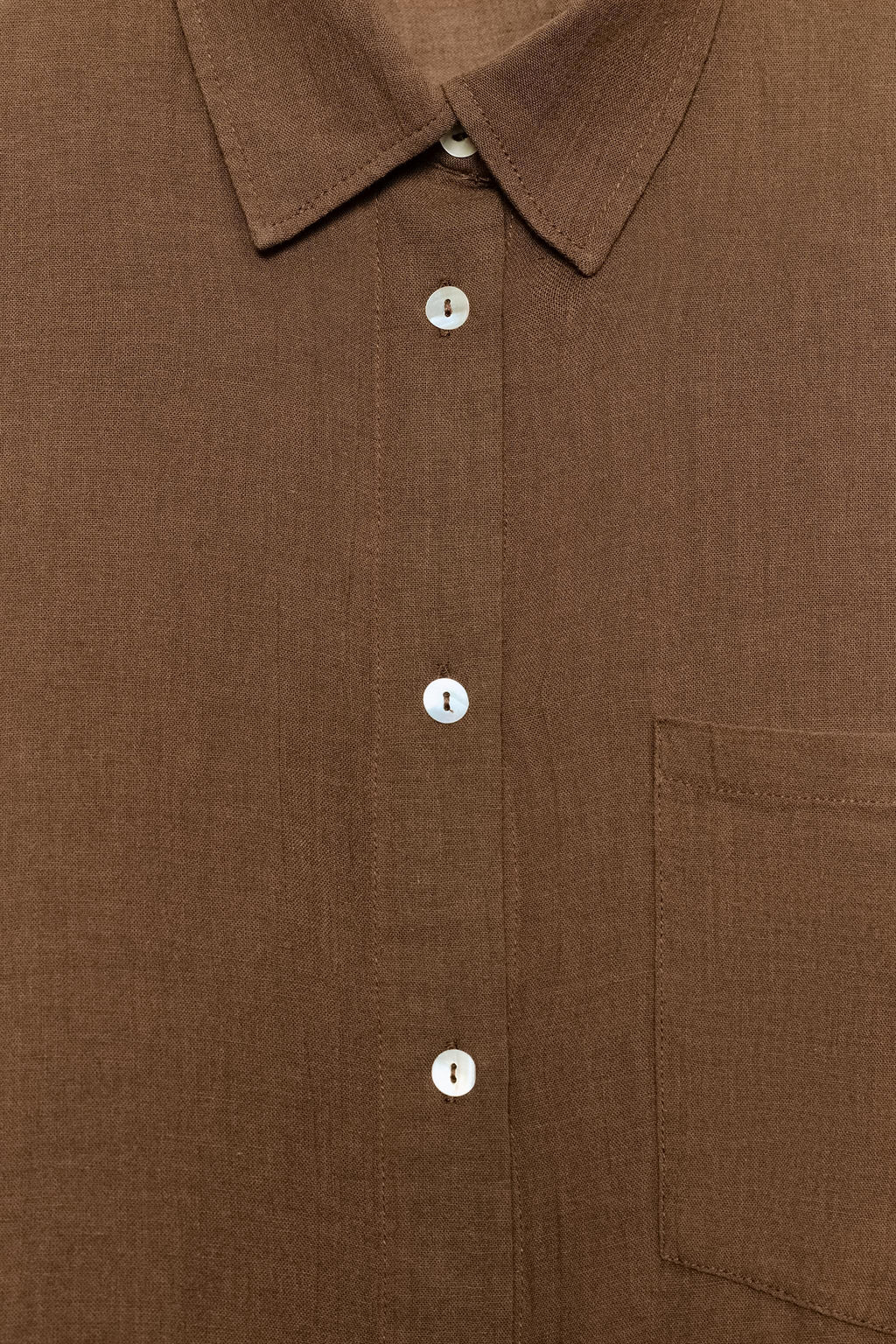 CAMISA GASA OVERSIZE BOLSILLO / Marr?n - Zara фото 7