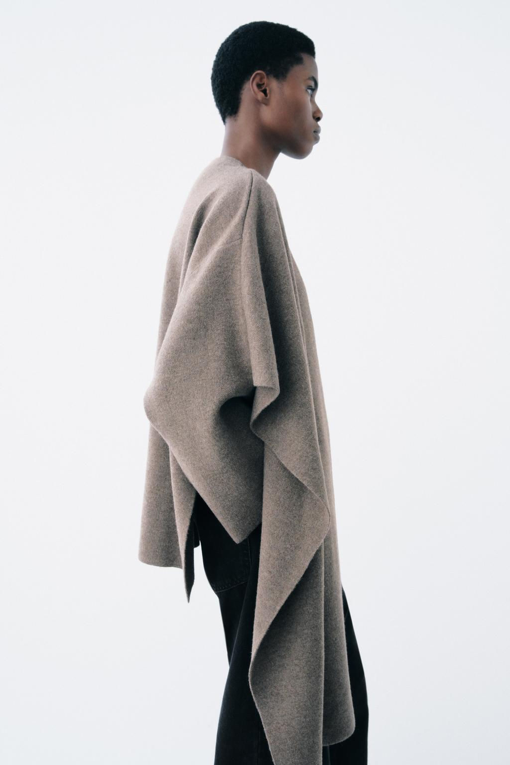 SHORT KNITTED COAT WITH SCARF - Zara фото 17
