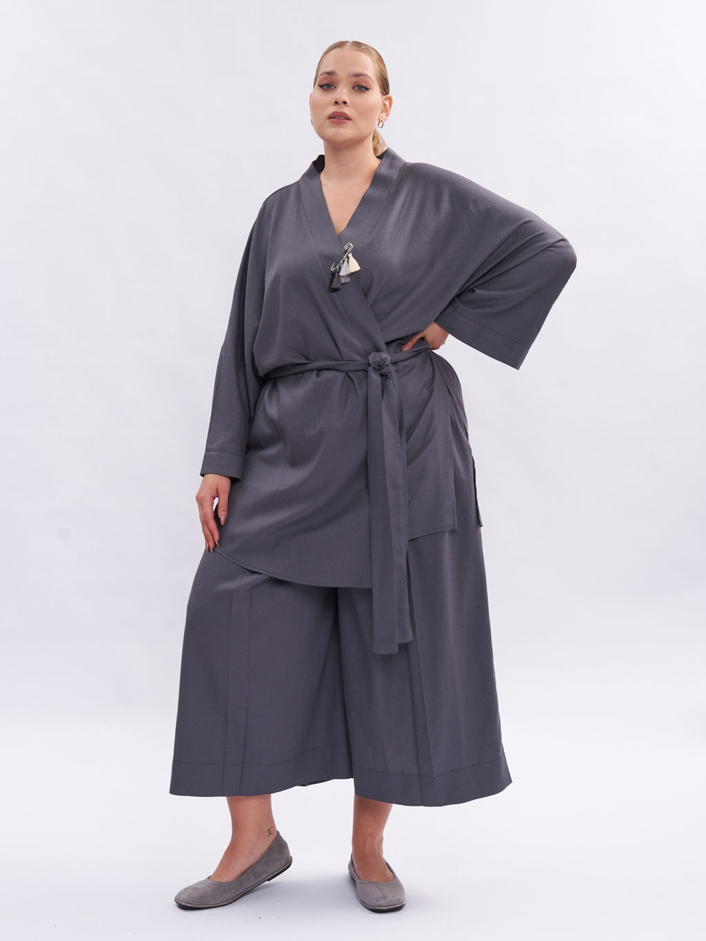 Кардиган кимоно льняной TKA04152GRY23