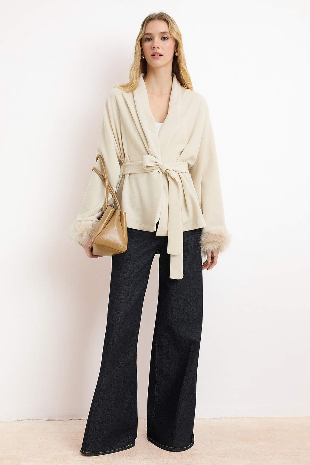Antrasit Kurk Detayl? Oversize/Genis Kal?p Selanik Esnek Orme Ceket TWOAW26CE00080 - Trendyolmilla фото 6
