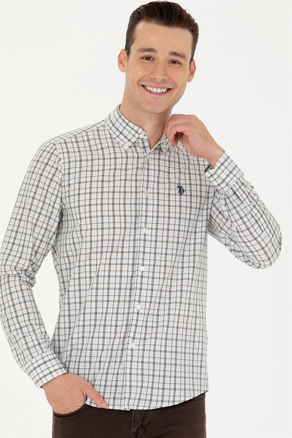 U. S. Polo Assn Мужская темно-синяя рубашка в шотландскую клетку - U.s. polo assn фото 10