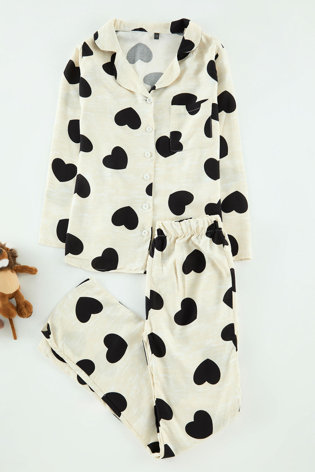 Ekru K?z Cocuk Kalp Desenli Mini Me Anne K?z Pijama Tak?m? Alt Ust Tak?m Orme TKDAW25PT00009 - Trendyolmilla фото 2