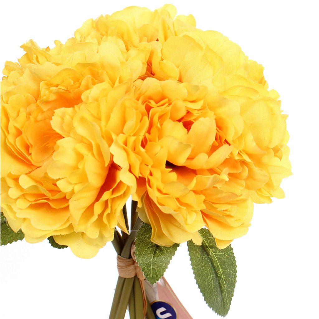 Искусственные цветы "Пионы" 28см букет 6 шт желтые