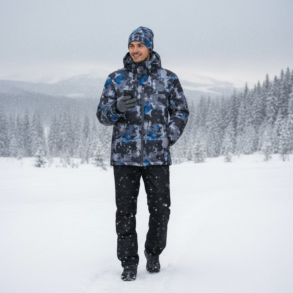 RODOS Утеплённый костюм мужской зима М-194 (Глобус) Серый/Голубой