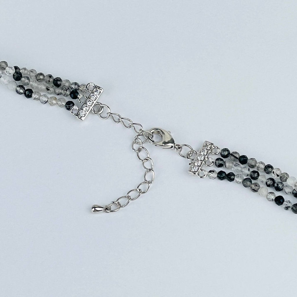 Колье тройное Кварц с включениями Турмалина черного - Радуга самоцветов фото 4