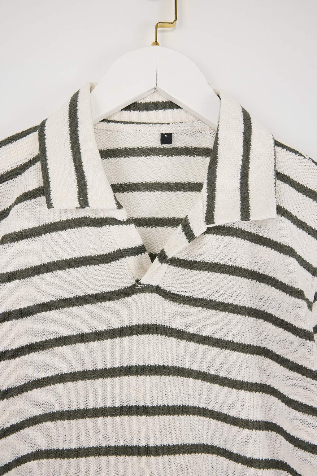 Yesil Regular/Normal Kesim Dokulu Cizgili Polo Yaka T-shirt TMNSS26PO00013 - Trendyolmilla фото 5