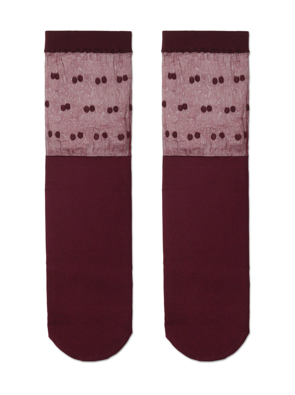 Цена за 2 пары. Носки Классические CONTE Удлиненные носки с прозрачным верхом в горошек FANTASY marsala - Conte elegant фото 2