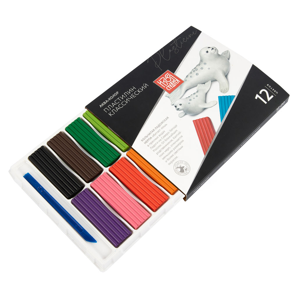 Аква-колор Изостудия Пластилин классический IZO-MC12 240 г ( в картонной упаковке ) 12 цв  фото 5