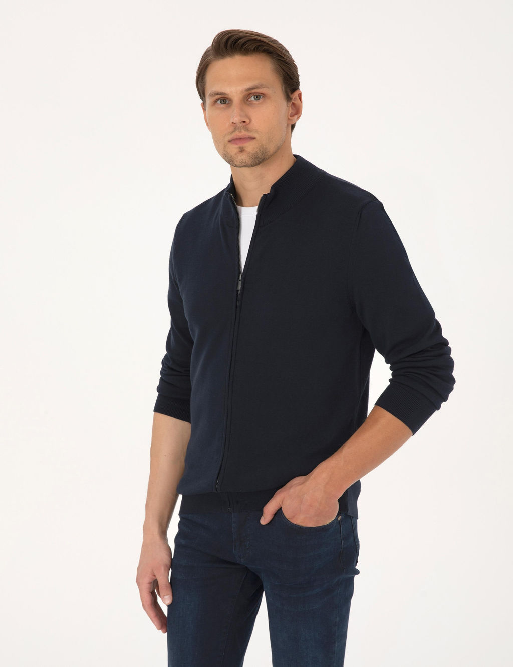 Lacivert Slim Fit Fermuarl_ Triko H_rka - Pierre cardin фото 3
