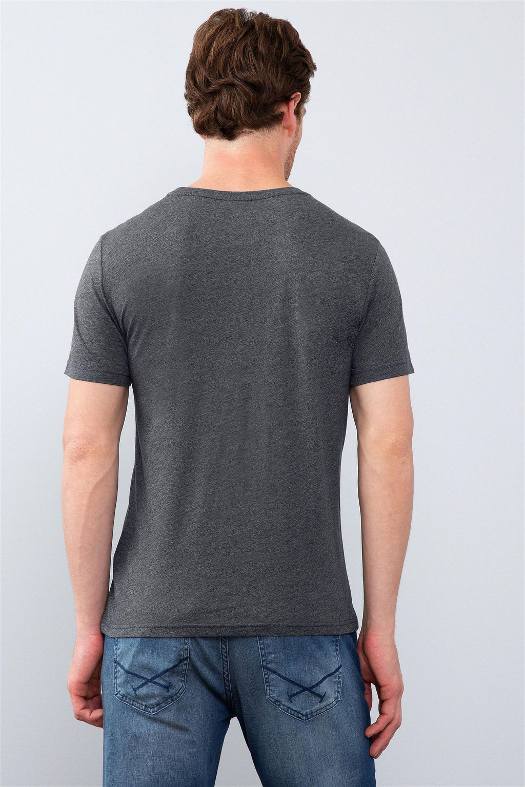 Erkek Koyu Gri Melanj Bisiklet Yaka T-Shirt Sepette S_rpriz _ndirim - U.s. polo assn фото 3