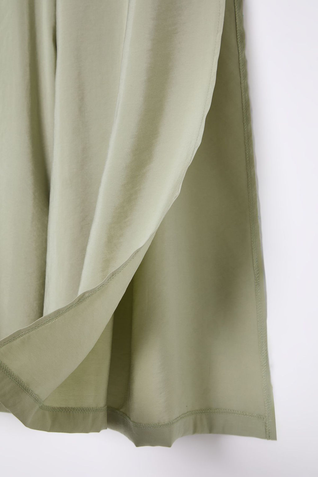 Mint Modal Wide Leg / Genis Paca Yuksek Bel Y?rtmacl? Dokuma Pantolon TWOSS25PL00006 Palazzo
