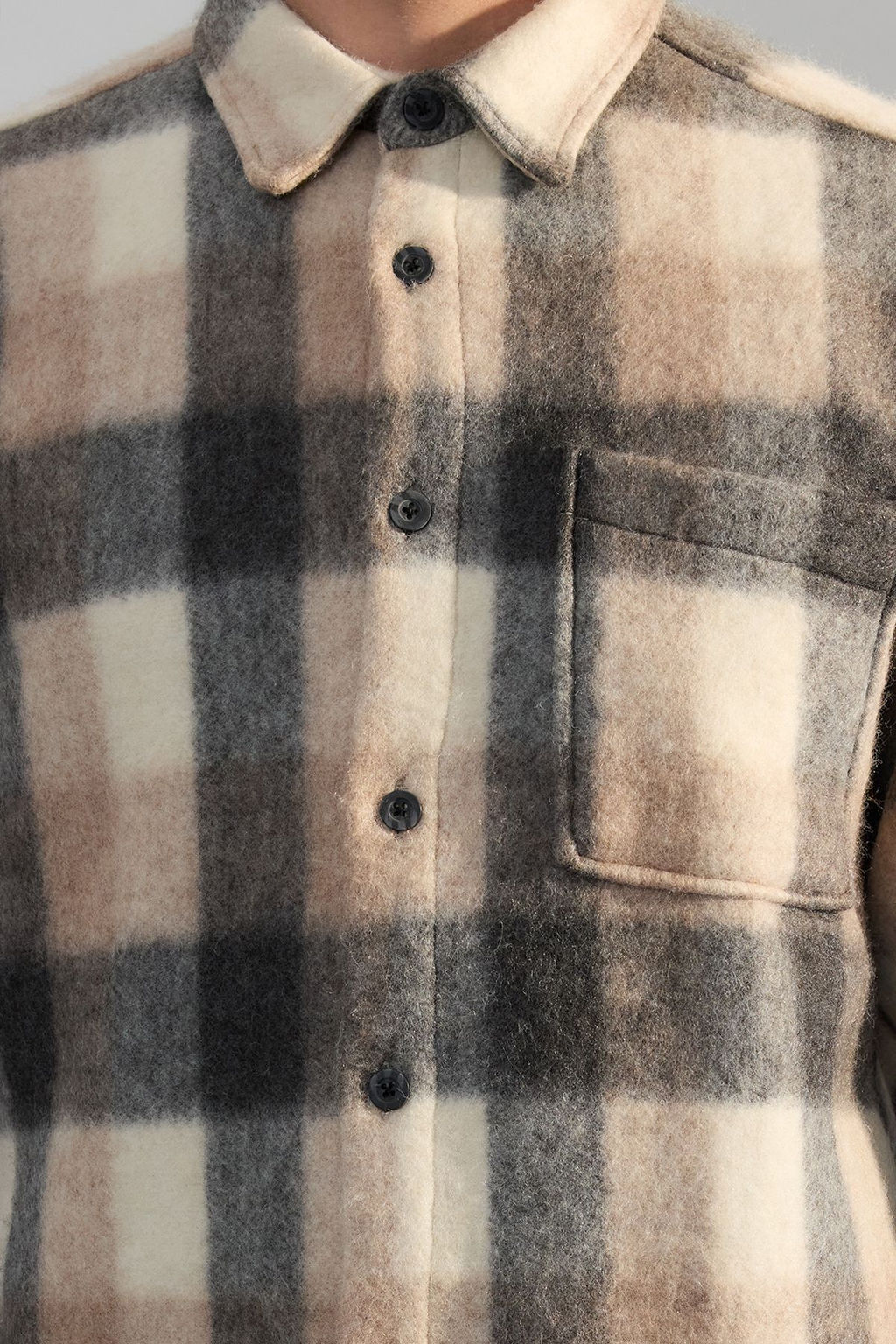 Bej Unisex Regular Fit K?sl?k Kareli Oduncu Gomlek Ceket TMNAW25GO00026 - Trendyolmilla фото 4