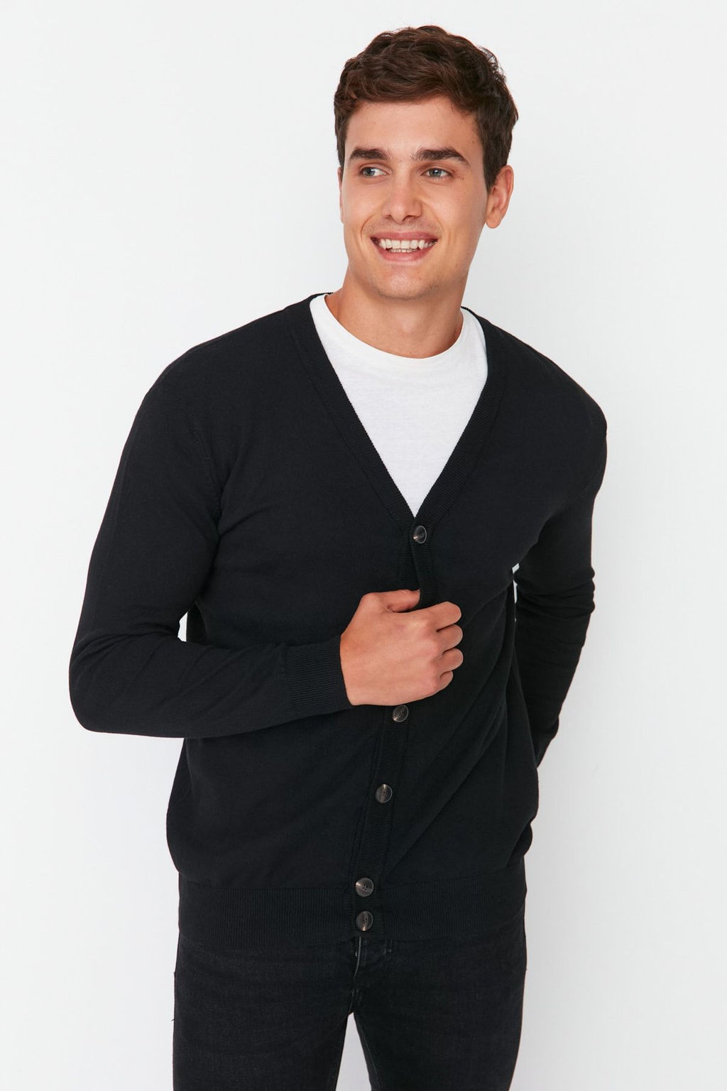 TRENDYOL MAN Vizon Slim Fit Pamuklu V Yaka Dugmeli H?rka TMNAW21HI0274 - Trendyolmilla фото 27