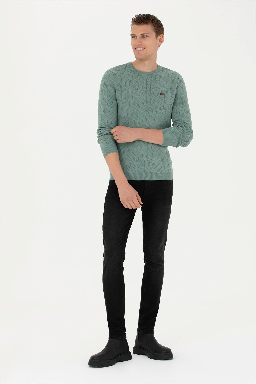 Брюки джинсовые U. S. Polo Assn темно-серые из хлопка - U.s. polo assn фото 8