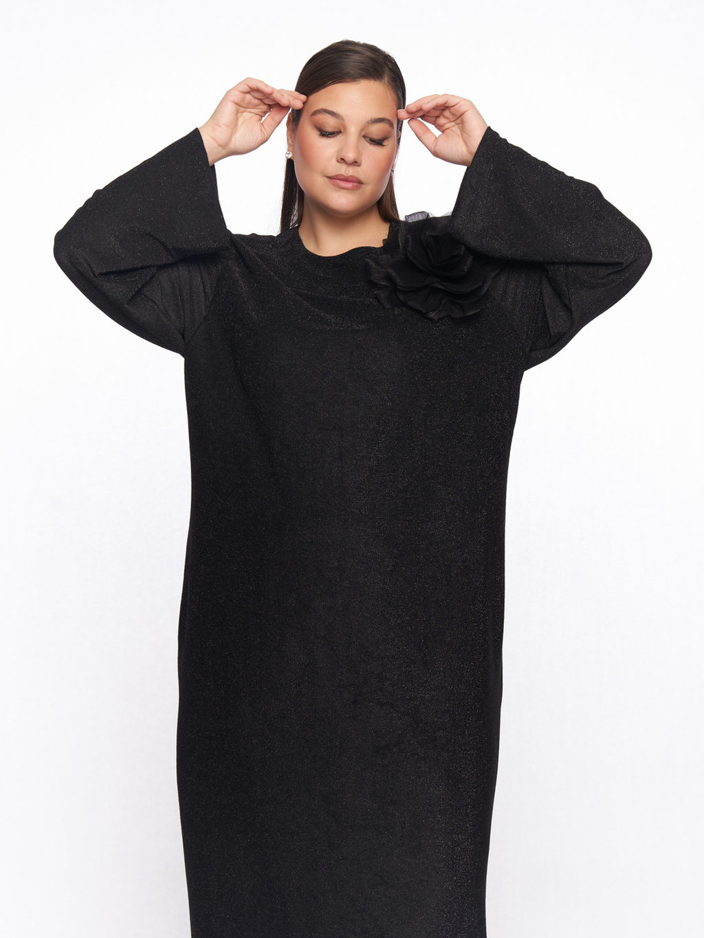 Черное платье с люрексом PP51727BLK01 - Артесса фото 2