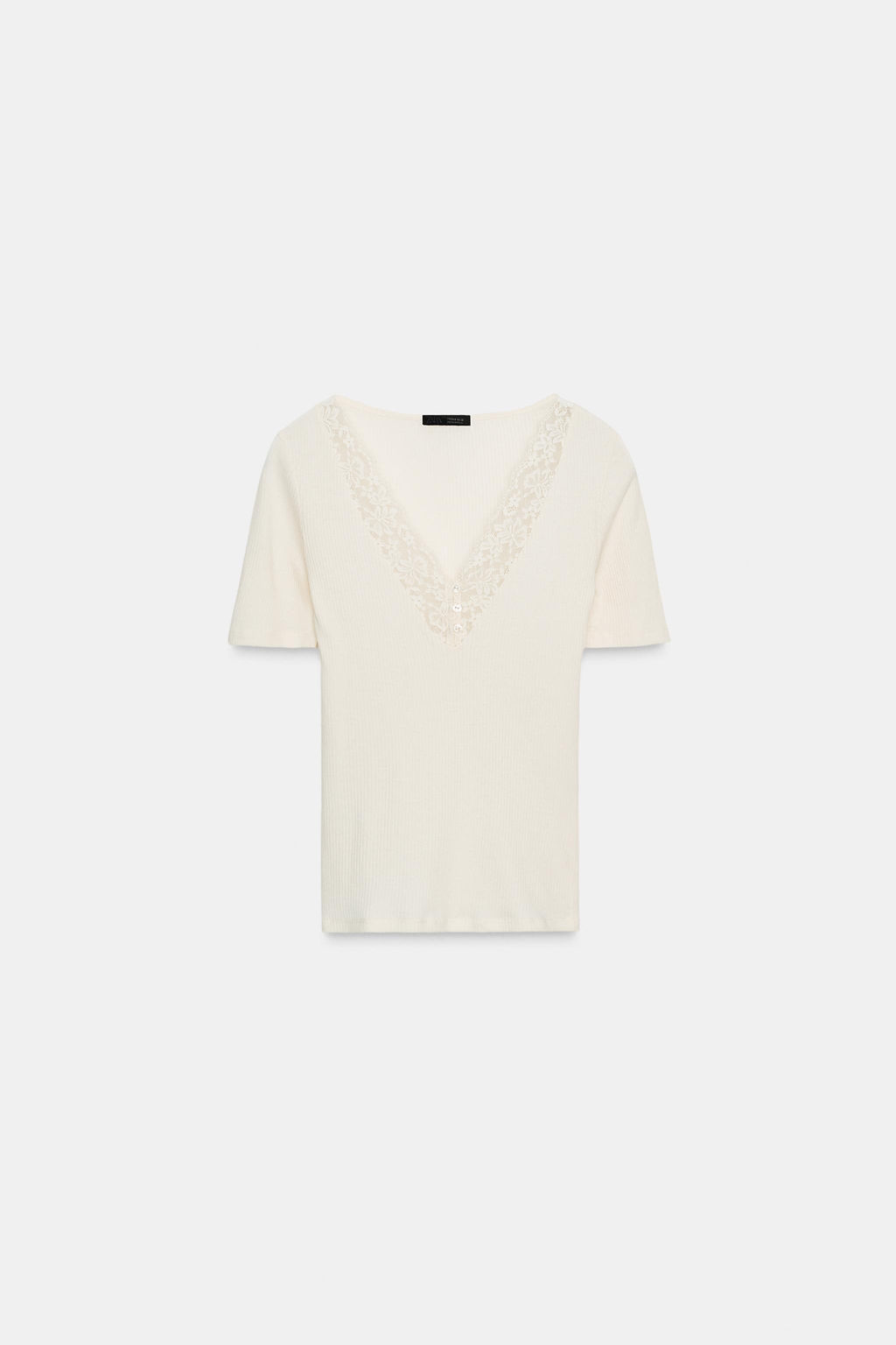 RIBBED LACE T-SHIRT - Zara фото 9