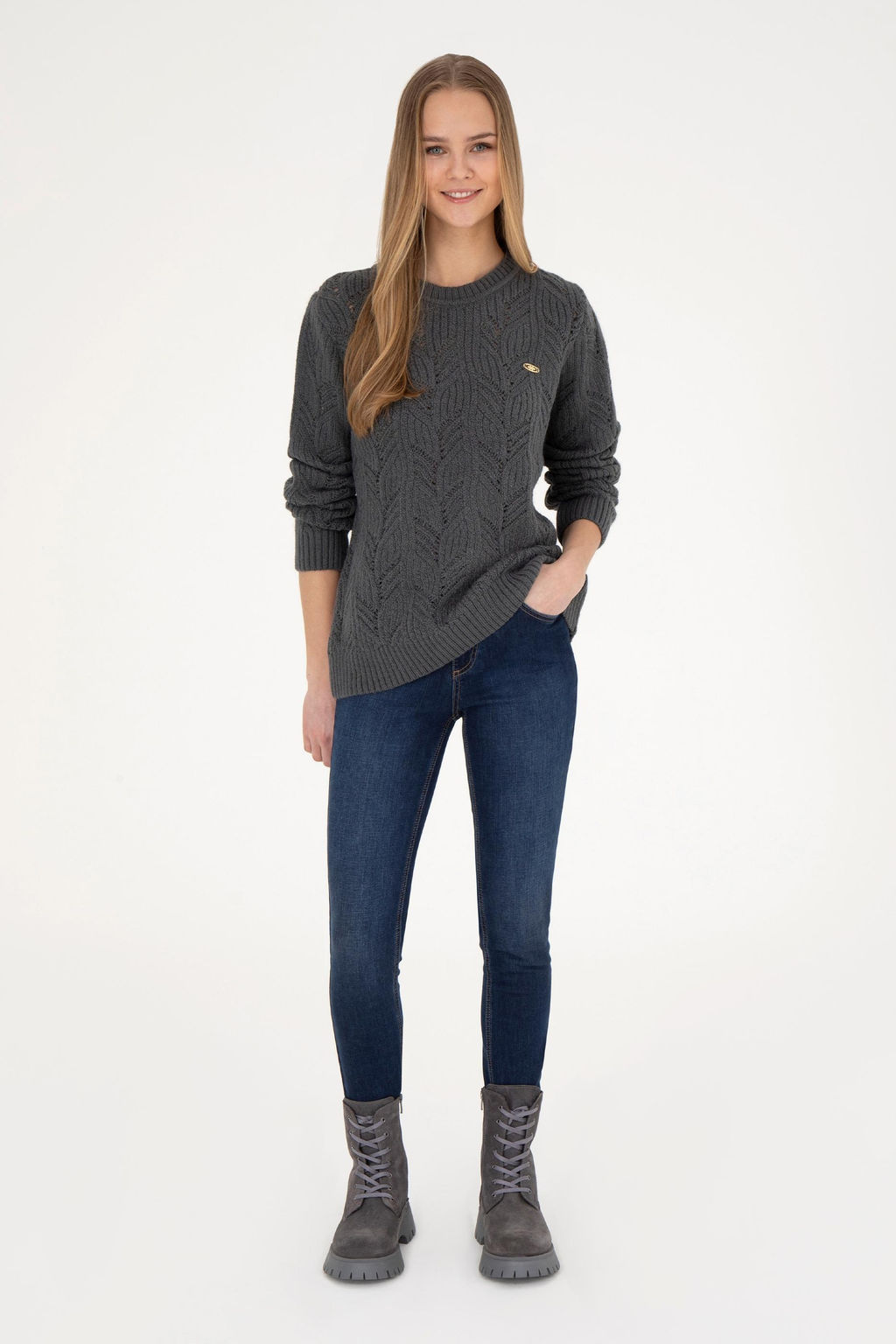 Женский свитер антрацитового цвета - U.s. polo assn фото 11