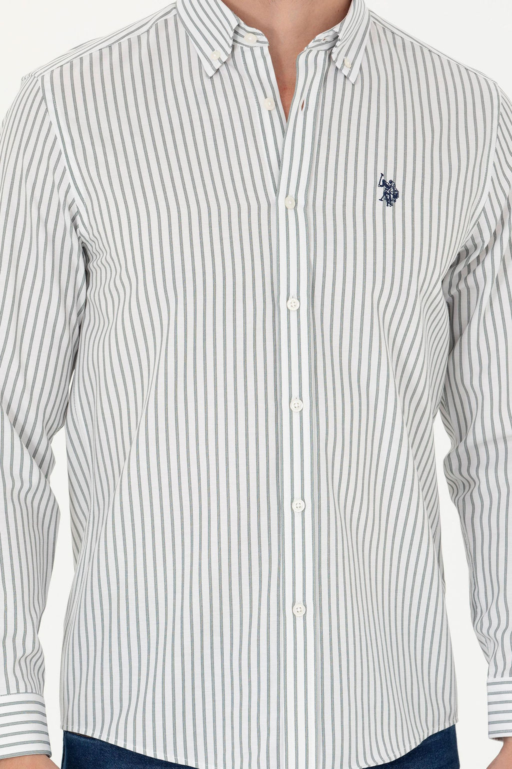 U. S. Polo Assn Мужская белая рубашка в полоску цвета экрю - U.s. polo assn фото 20