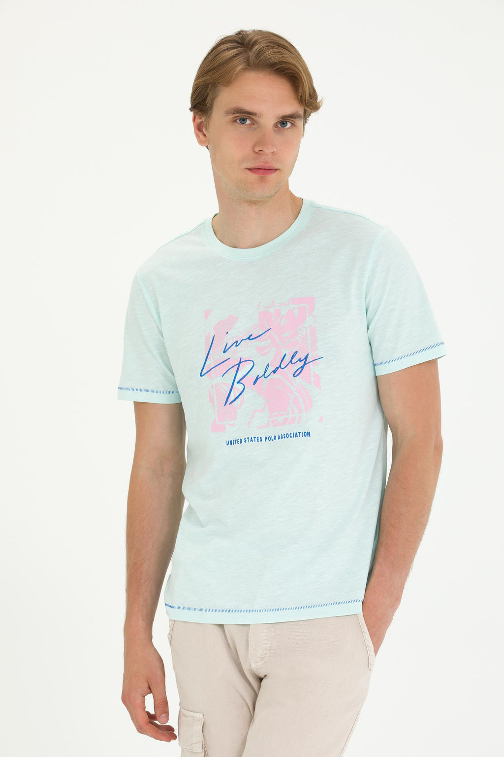 U. S. Polo Assn Мужская футболка водно-зеленого цвета - U.s. polo assn фото 3