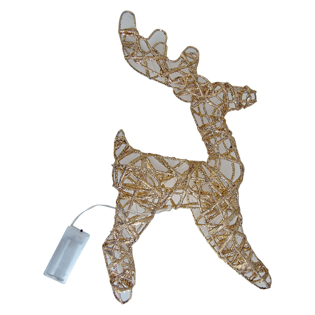 ULD-M2430-030/STB/3AA WARM WHITE IP20 GOLDEN DEER Фигура светодиодная каркасная Золотой олень, на батарейках 3АА (не в/к), 24х30см, 30 светодиодов. Теплый белый свет. Провод прозрачный. TM Uniel