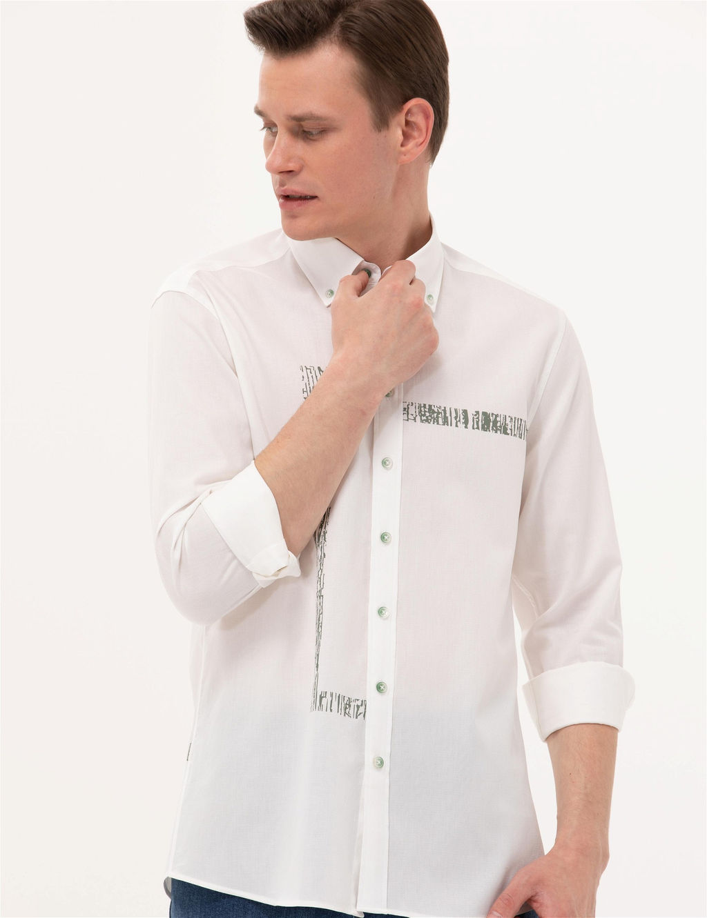 Haki Regular Fit Uzun Kollu G_mlek - Pierre cardin фото 4