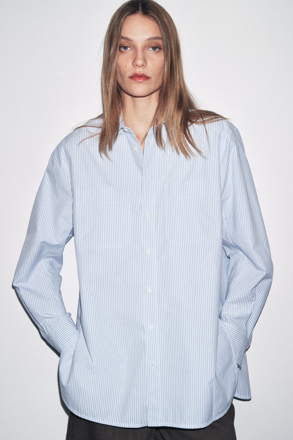 ZW COLLECTION STRIPED SHIRT WITH POCKET - Zara фото 4