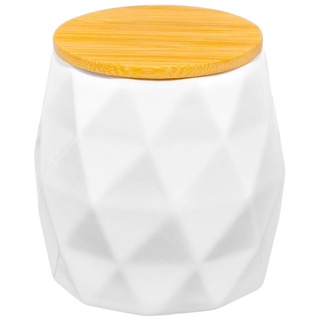 Банка д/хранения 550 мл 10,5*10,5*10,5 см "Белая"+ бамбук. крышка с силик. упл.