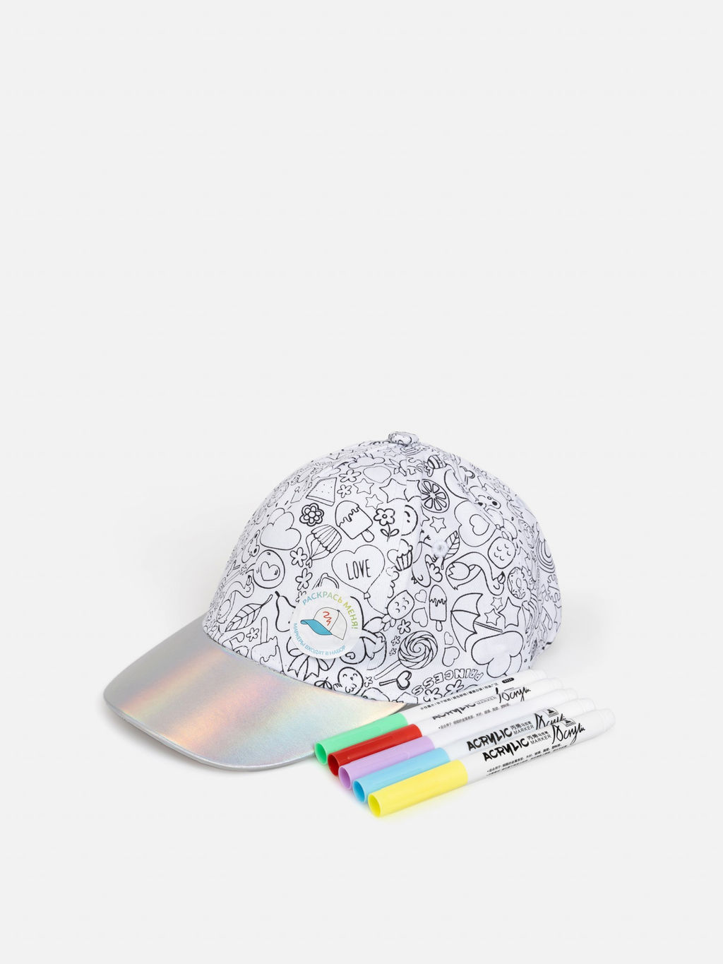 ACOOLA / Набор детский (кепка и 5 маркеров) Risuy черно-белый  фото 5