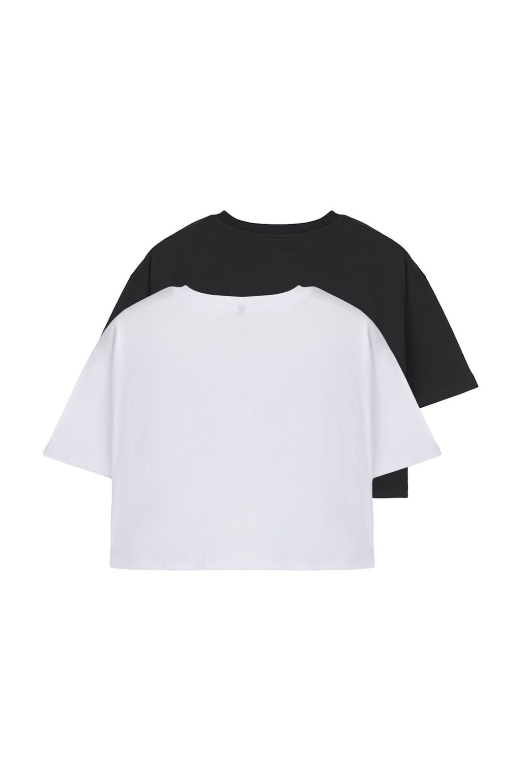 TRENDYOLMILLA Siyah-Beyaz Premium %100 Pamuk Relaxed/Rahat Kal?p Crop Orme T-Shirt TWOSS25TS00137 фото 8