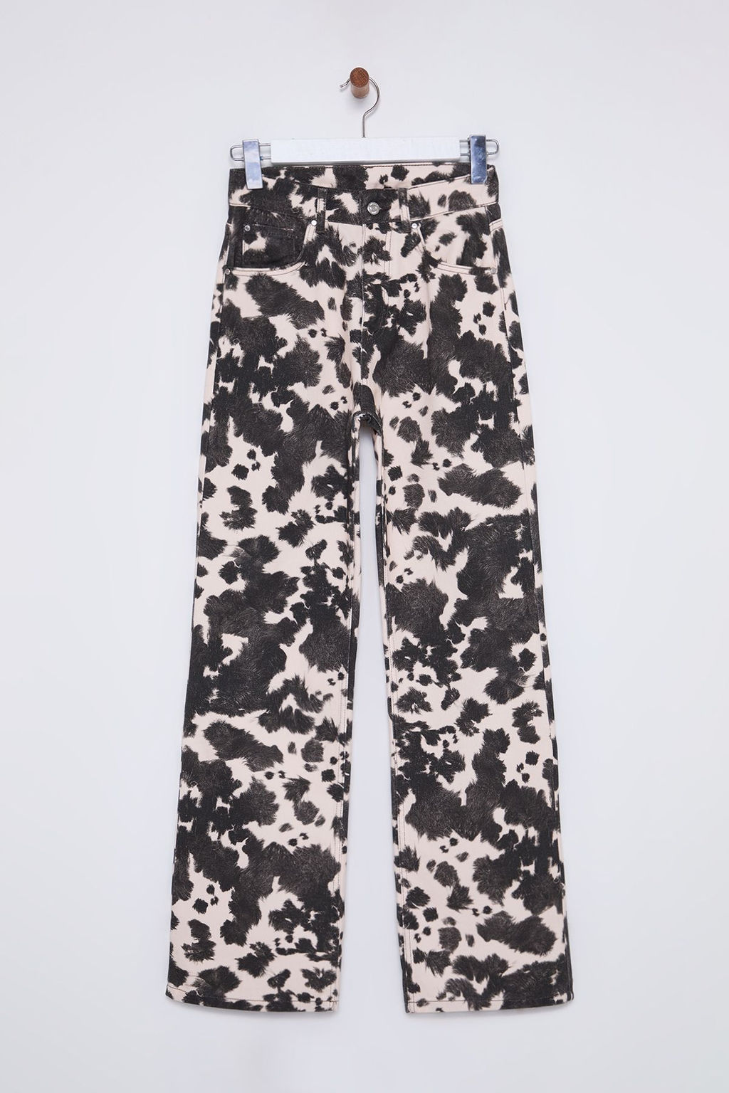 Kahverengi Inek Desenli Dusuk Bel Wide Leg Jeans TWOAW25JE00354