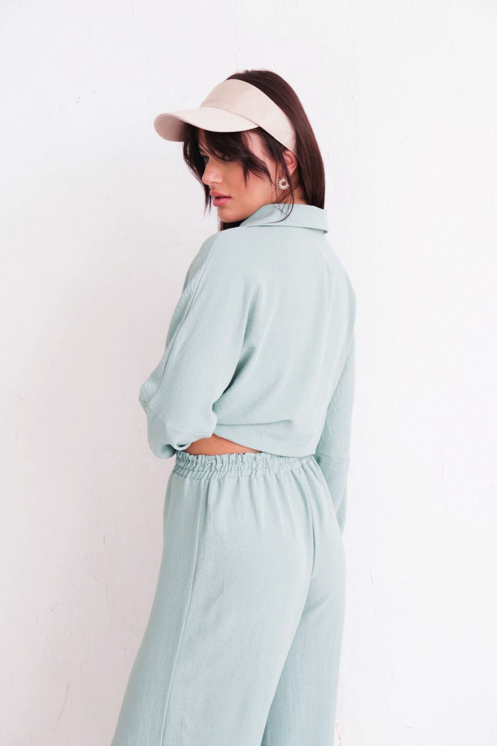 9986 Брюки-палаццо светло-аквамариновые летние - Martichelli фото 7