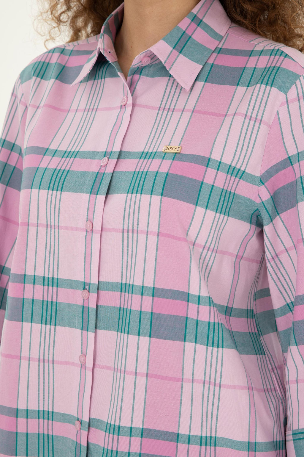 U. S. Polo Assn / Женская розовая рубашка с длинным рукавом - U.s. polo assn фото 7