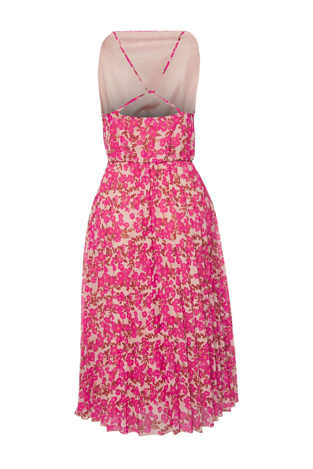 TRENDYOLMILLA Ekru Cicekli Etegi Belden Ac?lan Piliseli Midi Dokuma Elbise TWOSS25EL00581  фото 11