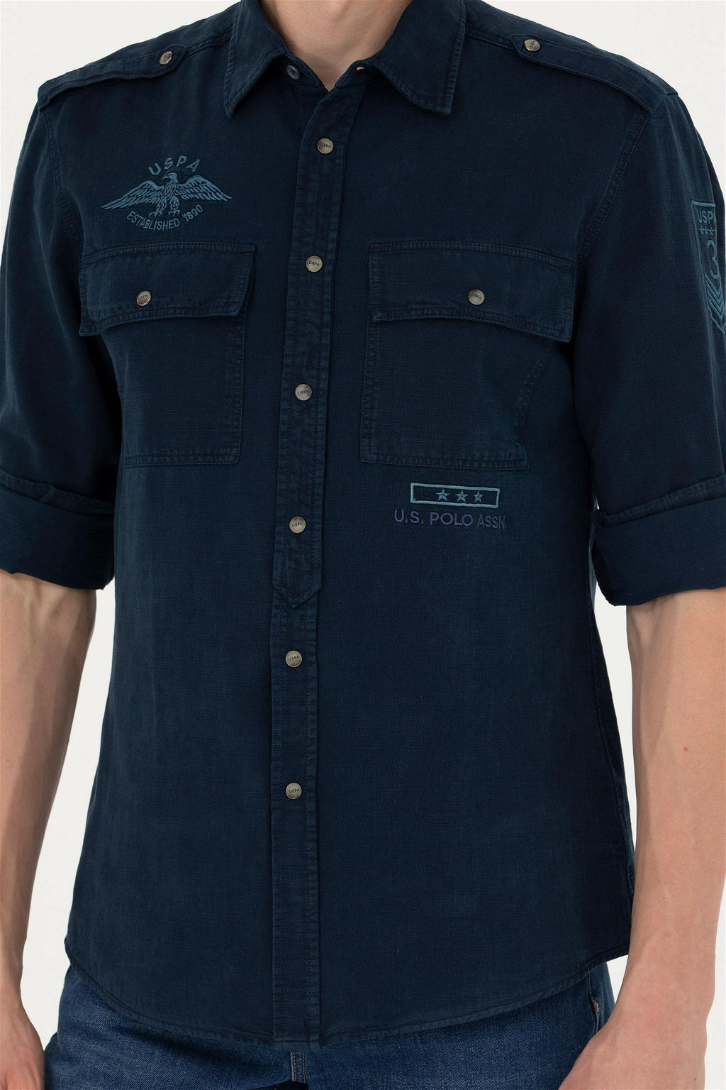 Мужская темно-синяя рубашка с длинным рукавом - U.s. polo assn фото 13