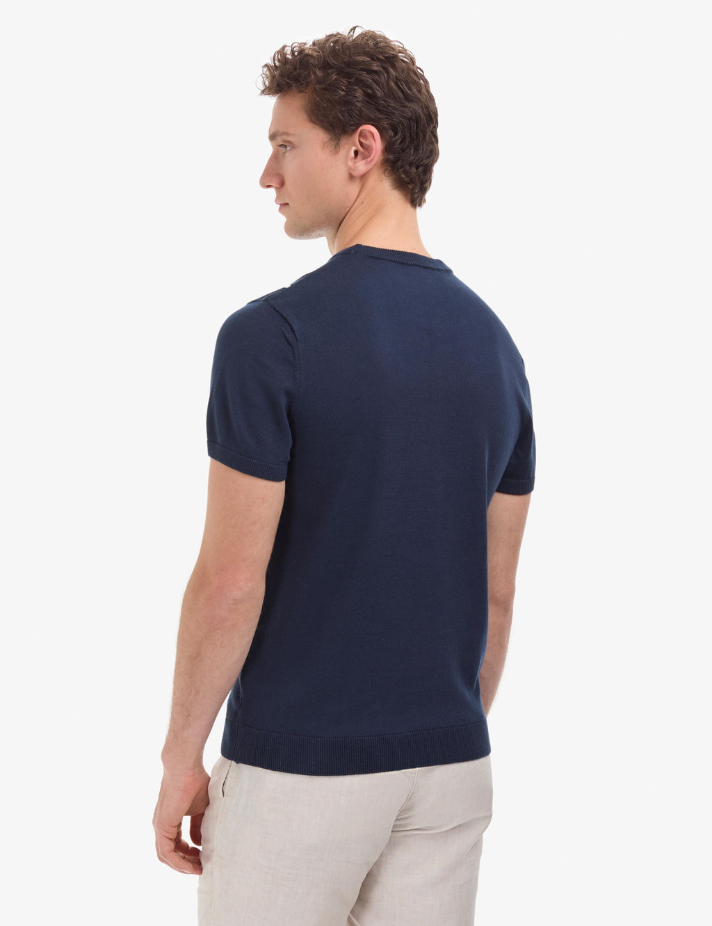 Lacivert Slim Fit Bisiklet Yaka Triko Ti__rt