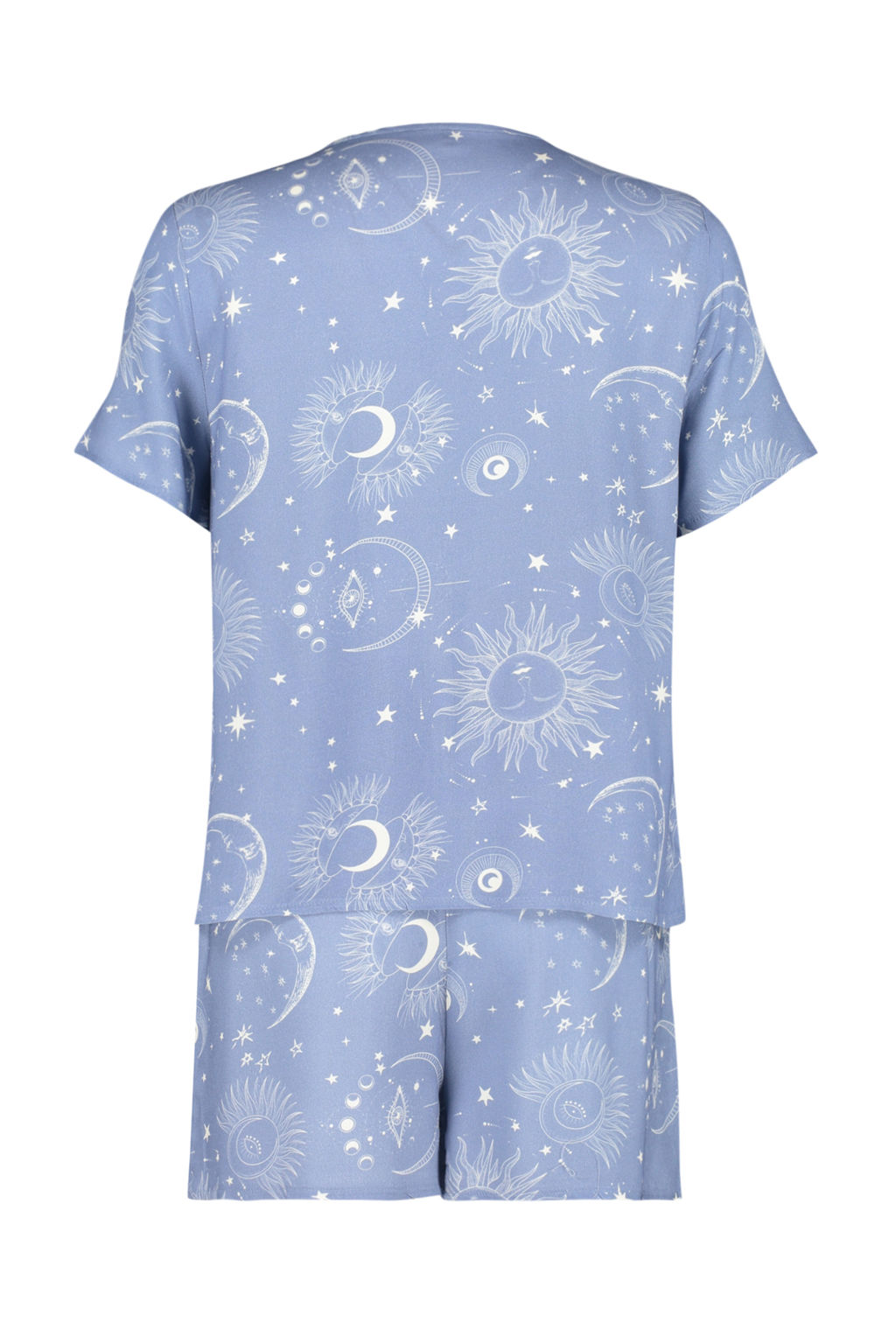 Trendyolmilla Kad?n Couple/Cift Mavi Galaksi Desenli Viskon Sortlu Dokuma Pijama Tak?m? THMSS24PT00135  фото 9